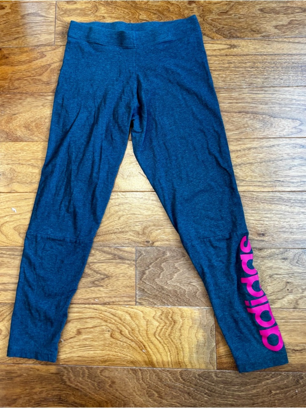 adidas Dark Gray Leggings with Bright Pink Side Logo